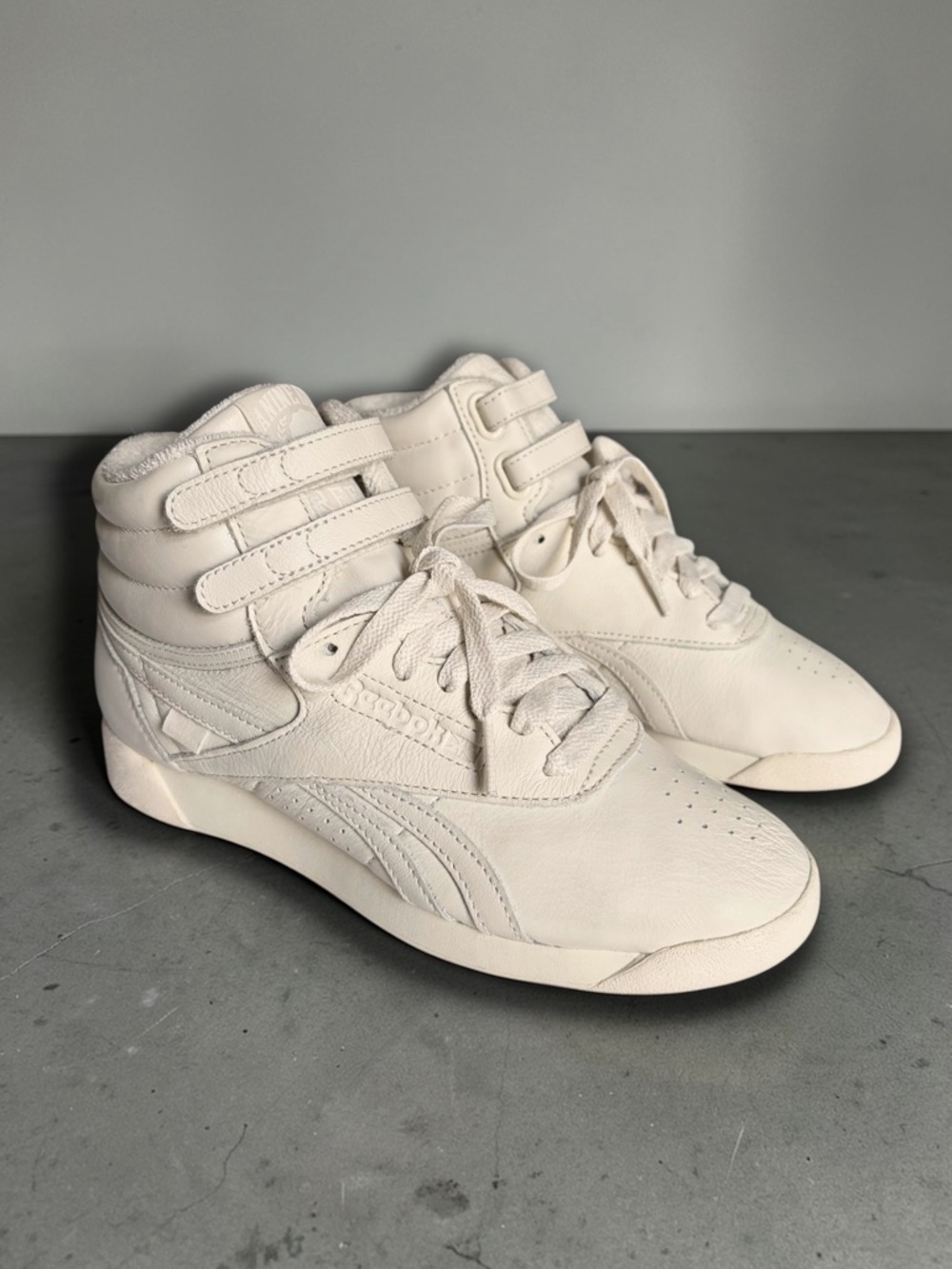 🌟SALE Reebok x Anine Bing Freestyle High Top Classic White Leather Sneakers